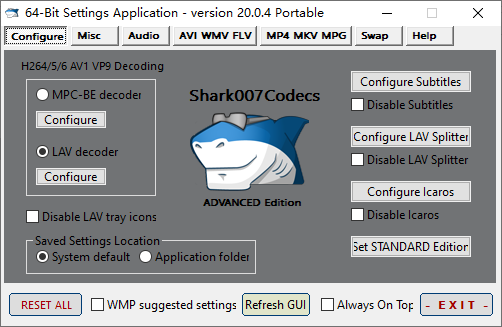 Shark007Codecs多媒体编解码器套件v20.3.1便携版本